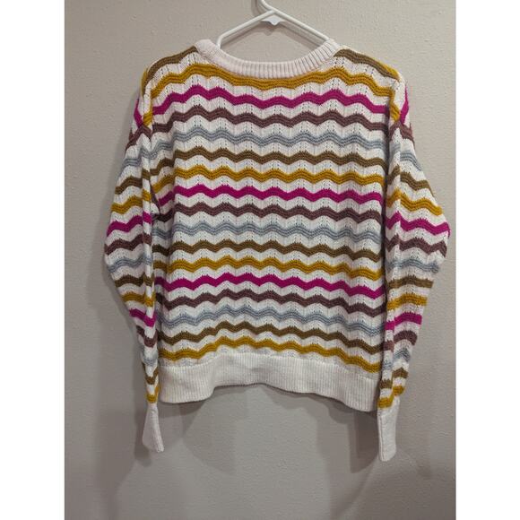 Cheerful long sleeve knit multicolor striped sweater by Lou & Grey for Loft, XS - Picture 5 of 9